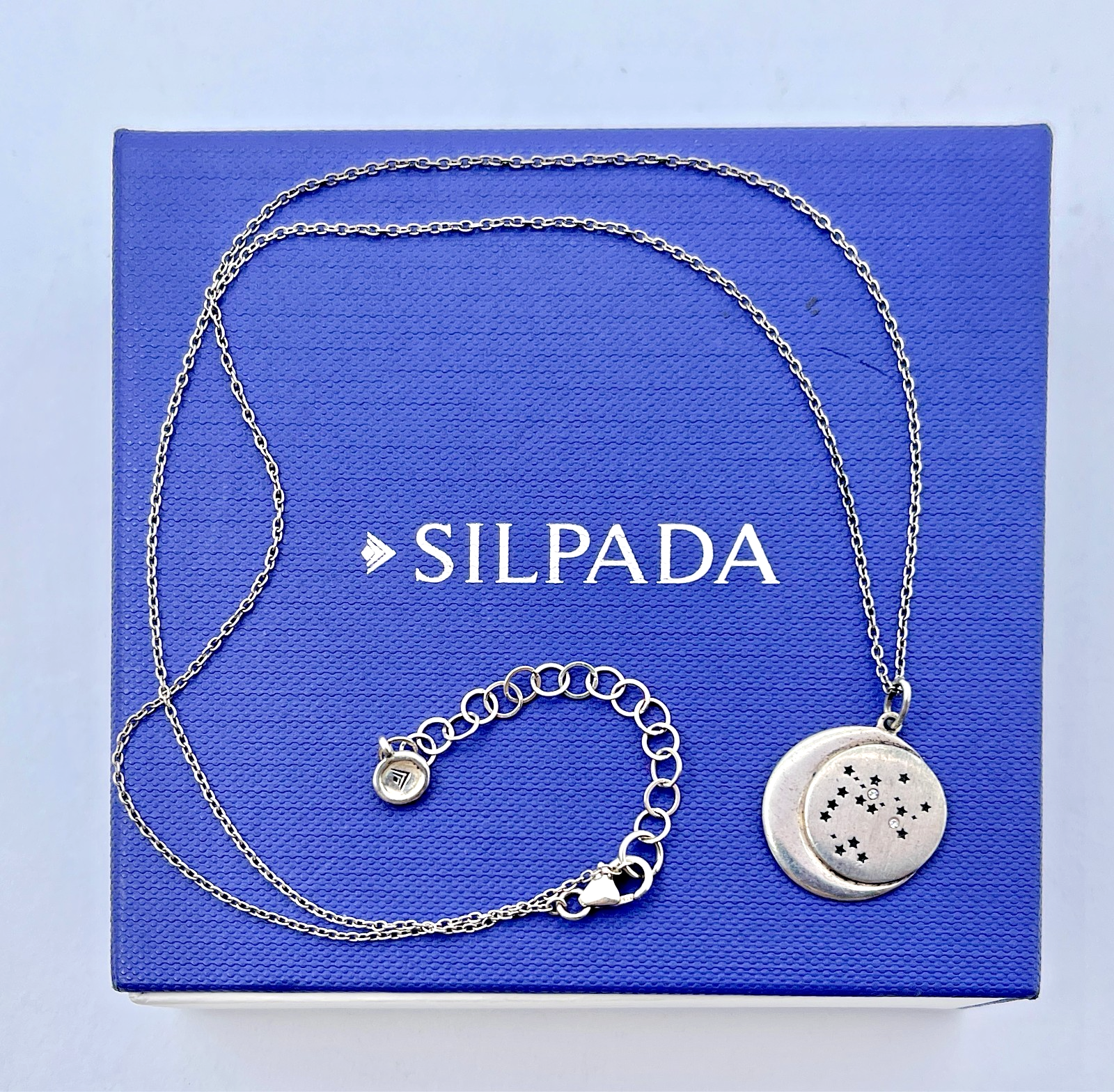 Rare, Vintage Silpada Sterling Sagittarius Moon Star Astrology Pendant Necklace