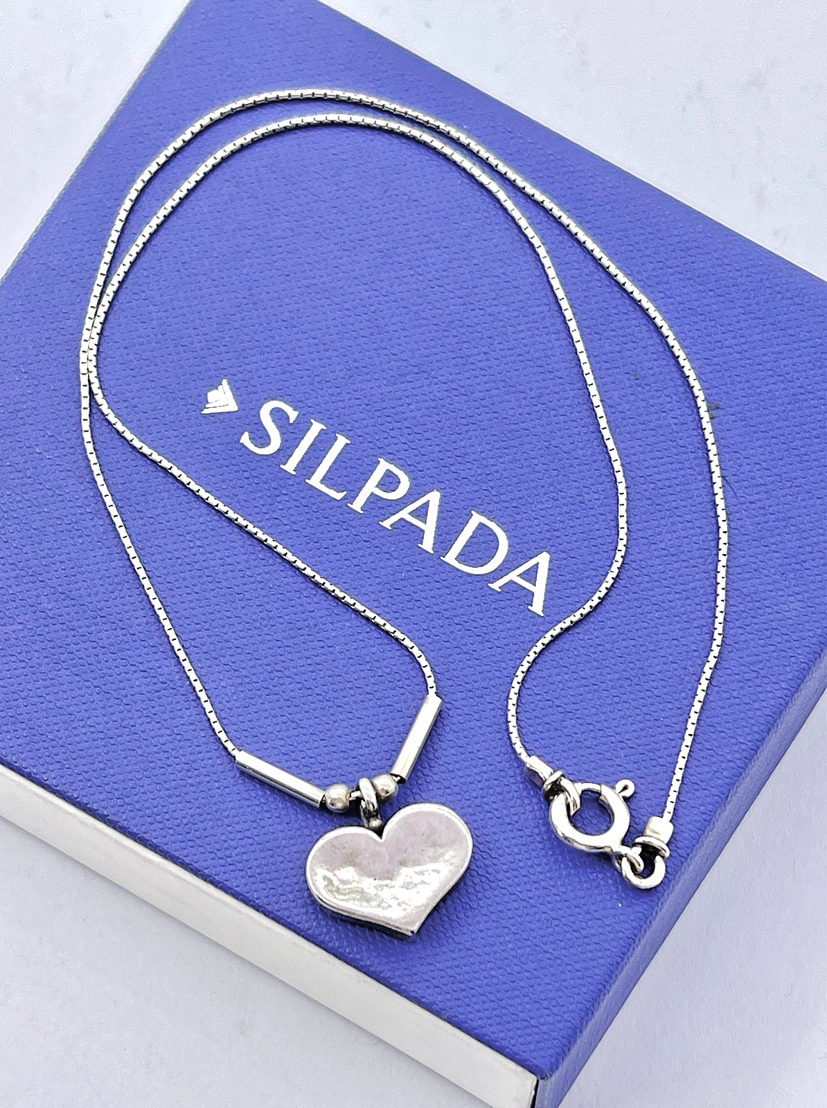 Vintage Silpada Didae Sterling Silver Hammered Heart Pendant Necklace, 17" N0154
